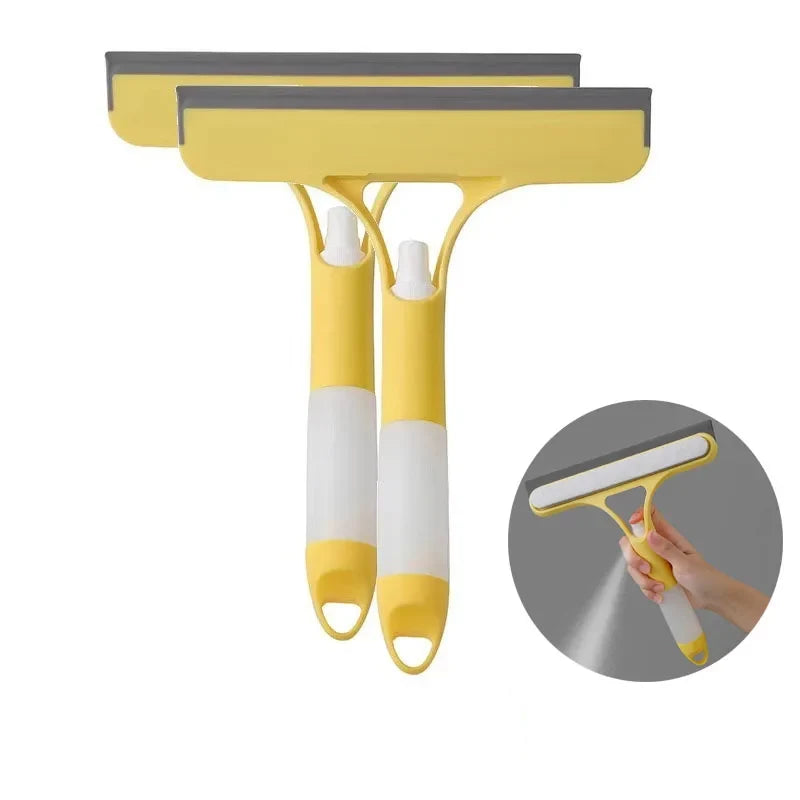 3 in 1 Window Cleaning Squeegee Multi Function Glass Mirror Wiper with Spray Bottle Microfiber Scrub Household Car Cleaner Tools