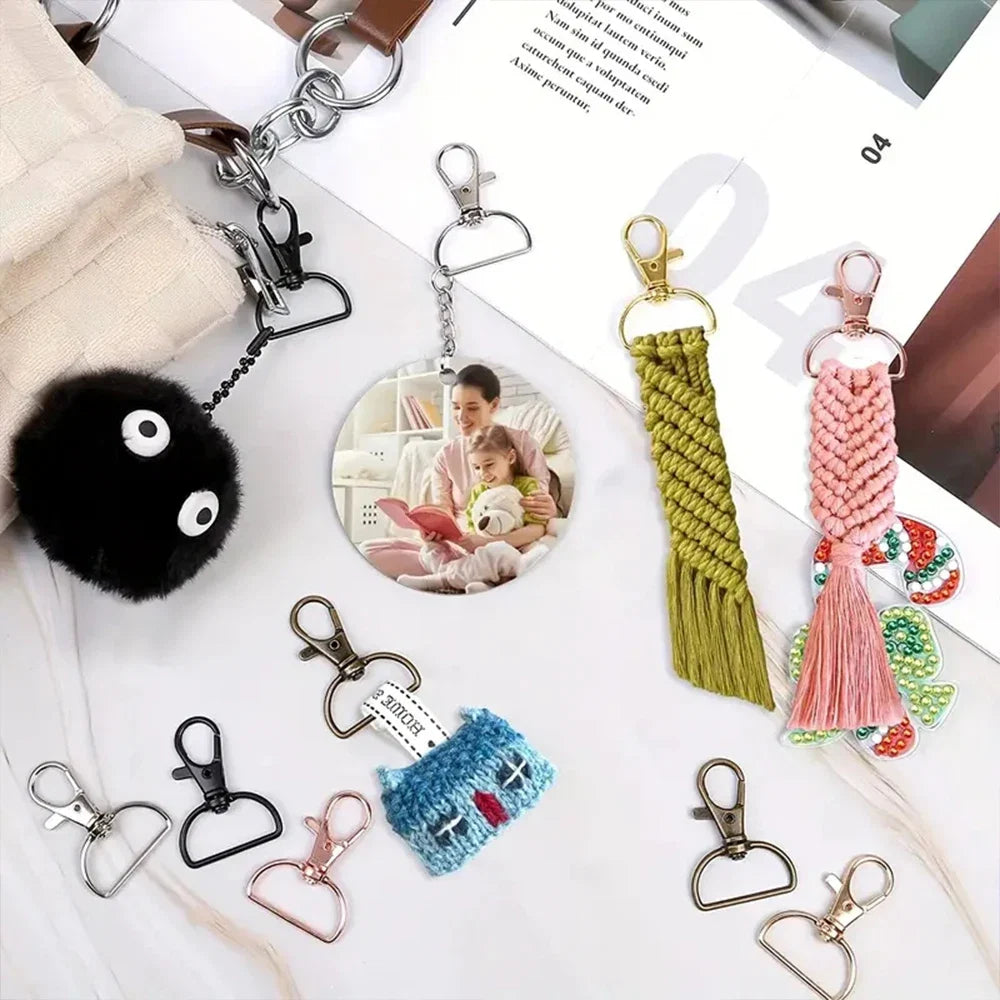 8/15/25/50/80pcs Swivel Snap Hooks D-Ring Keychain Clips Lanyard