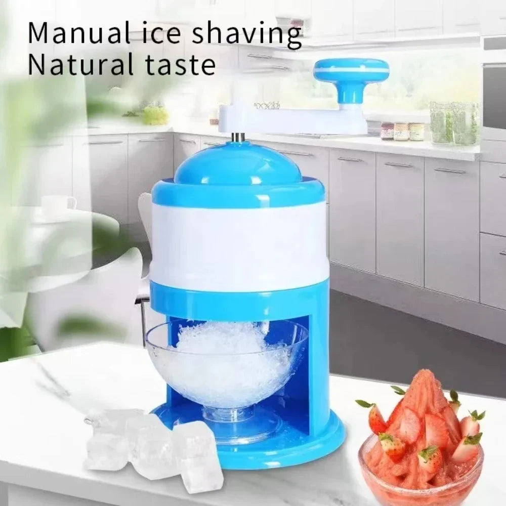 Ice Shaver Snow Cone Hand Crank Ice Crusher Portable Ice Machine with Shaved Ice Bowl Cone Maker for Home Office Outdoor Camping