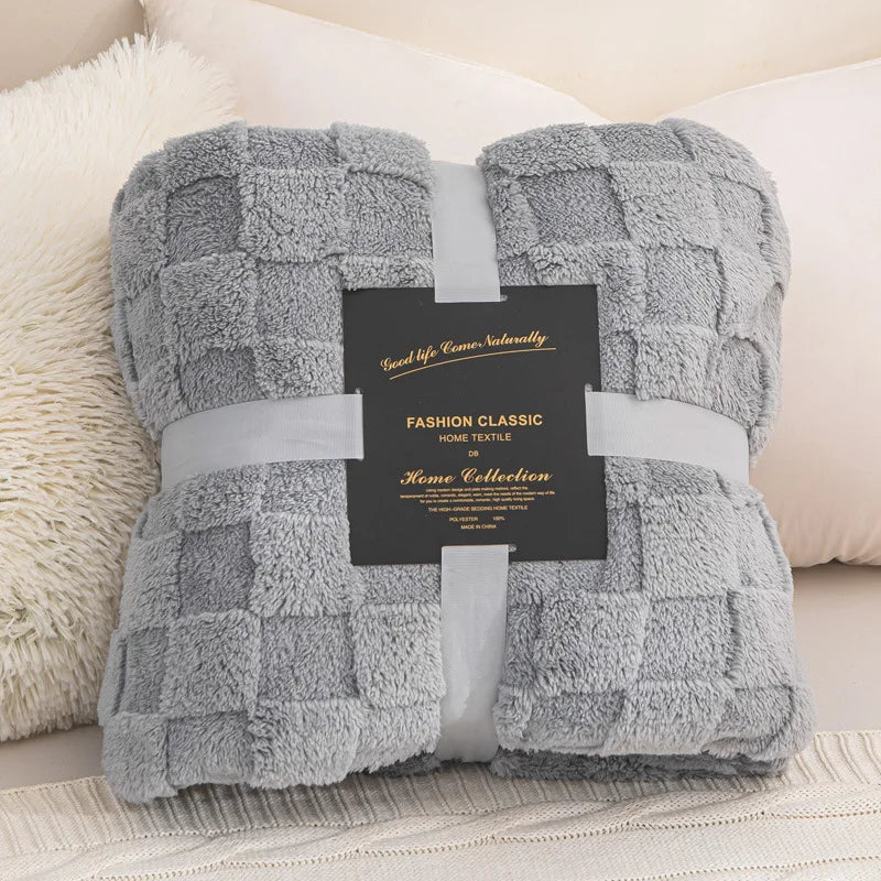 Waffle Blanket, Winter Knitted Blanket, Jacquard Braid Blanket, Warm Gift Blanket ,for Bed Sheet or Sofa Cover Four-season