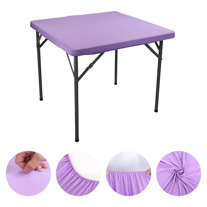 Square Elastic Edge Fitted Table Cover Stretch Cocktail Tablecloth For Wedding Picnic Banquet Party Decor Table Cloth