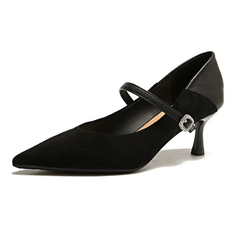Pointed Toe Leopard Sexy Heels Women Elegant Thin High Heel Designer Pumps Dress Shoes Fashion Buckle Shallow Zapatos De Mujer