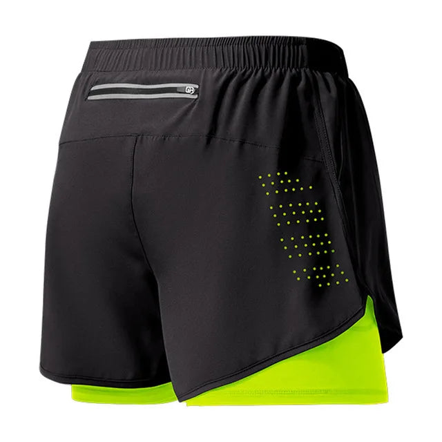 Men Quick Dry Double Layer Fitness Running Shorts