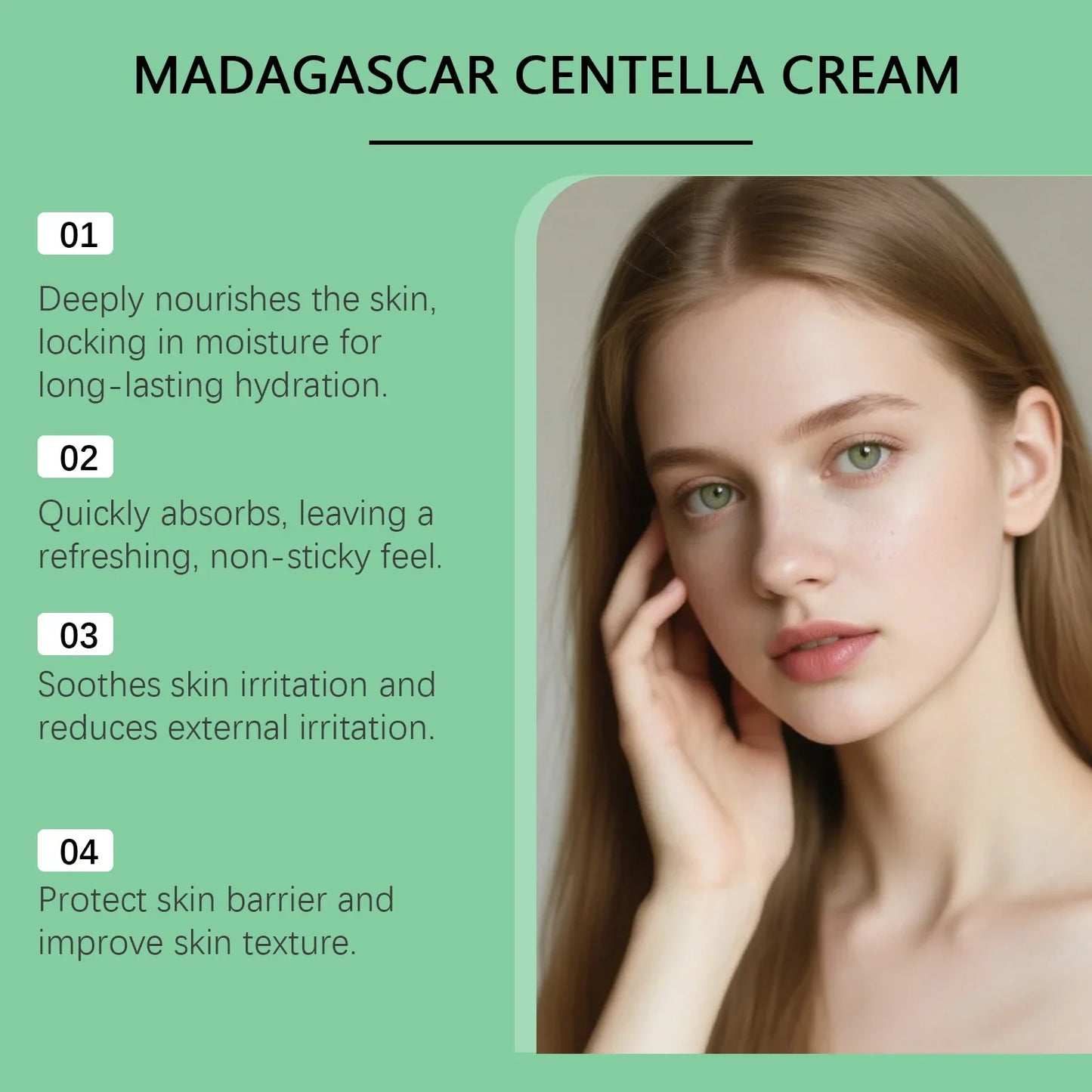 Centella Soothing Cream with Ceramide & B5 Face Repair Moisturizer Redness Relief Soothing Cream for Dry Sensitive Skin