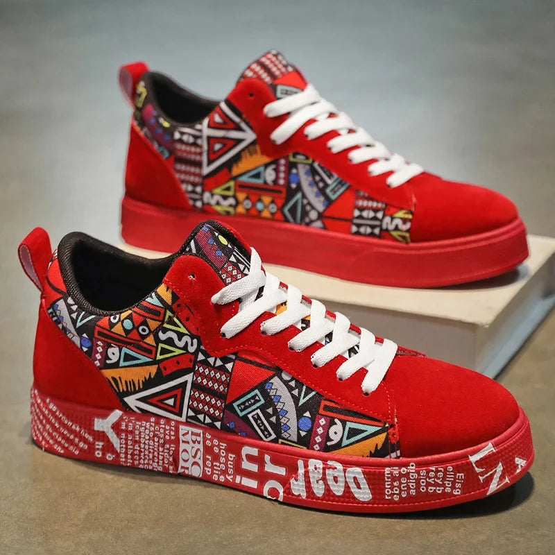 Breathable sports shoes, skateboard shoes, men's heart and music graphic design, couple casual shoes