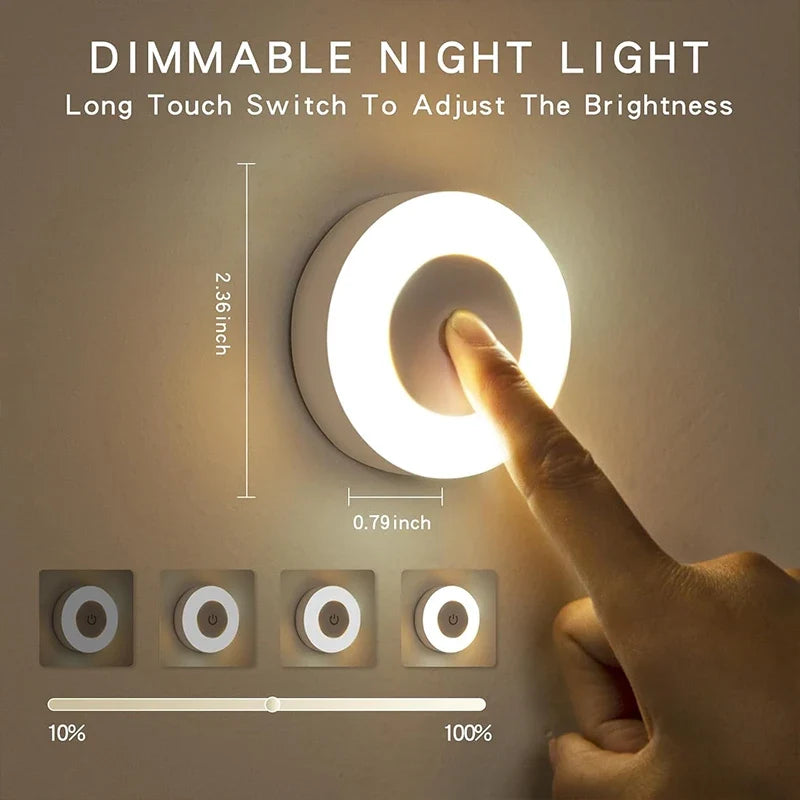 1-6pcs Energy Saving LED Night Lights Touch Sensor 3 Color Dimmable