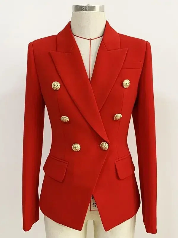 CHAQUETA DE ALTA CALIDAD Nuevo Modelo 2024 Chaqueta de diseñador para mujer Clásica cruzada con botones de león de metal Blazer Tallas S-5XL