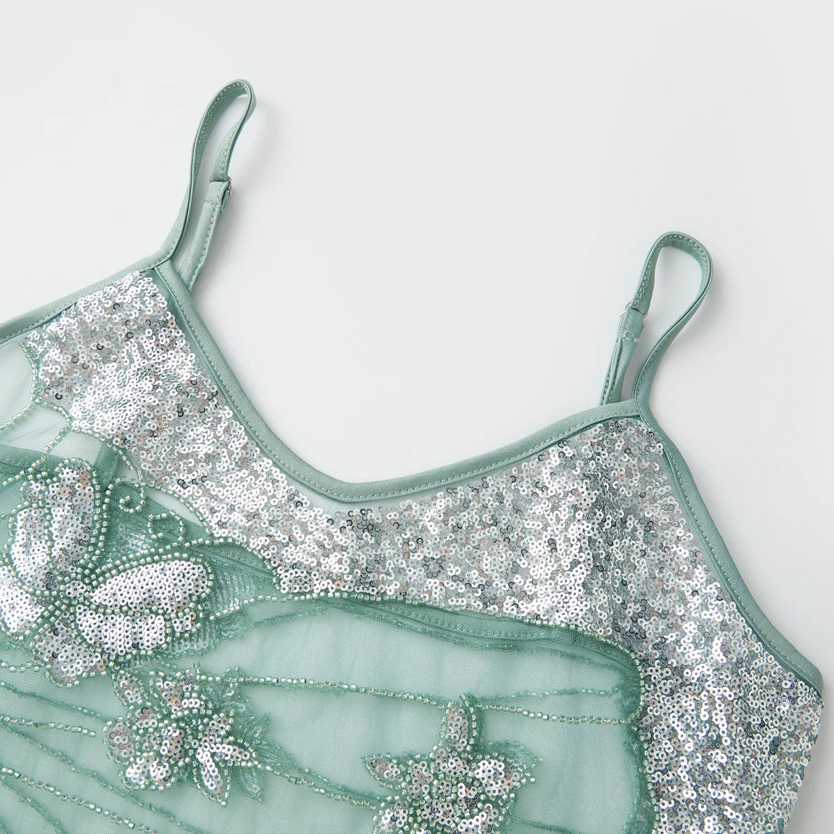 Women Sleeveless Spaghetti Strap Sheer Camisole Fashion Beaded Sequin Butterfly Cami Tops Summer Crop Tops