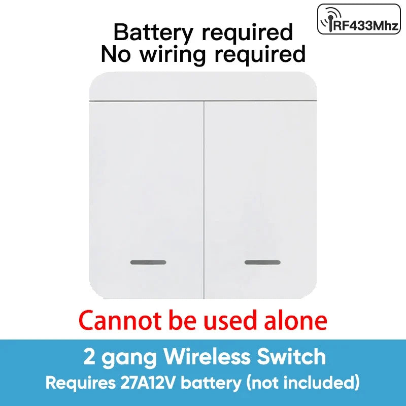 TNCE RF433MHz Mini Wireless Remote Control Light Switch 1/2/3 Gang 86 Wall Transmitter Switch Button Wall Panel Switch