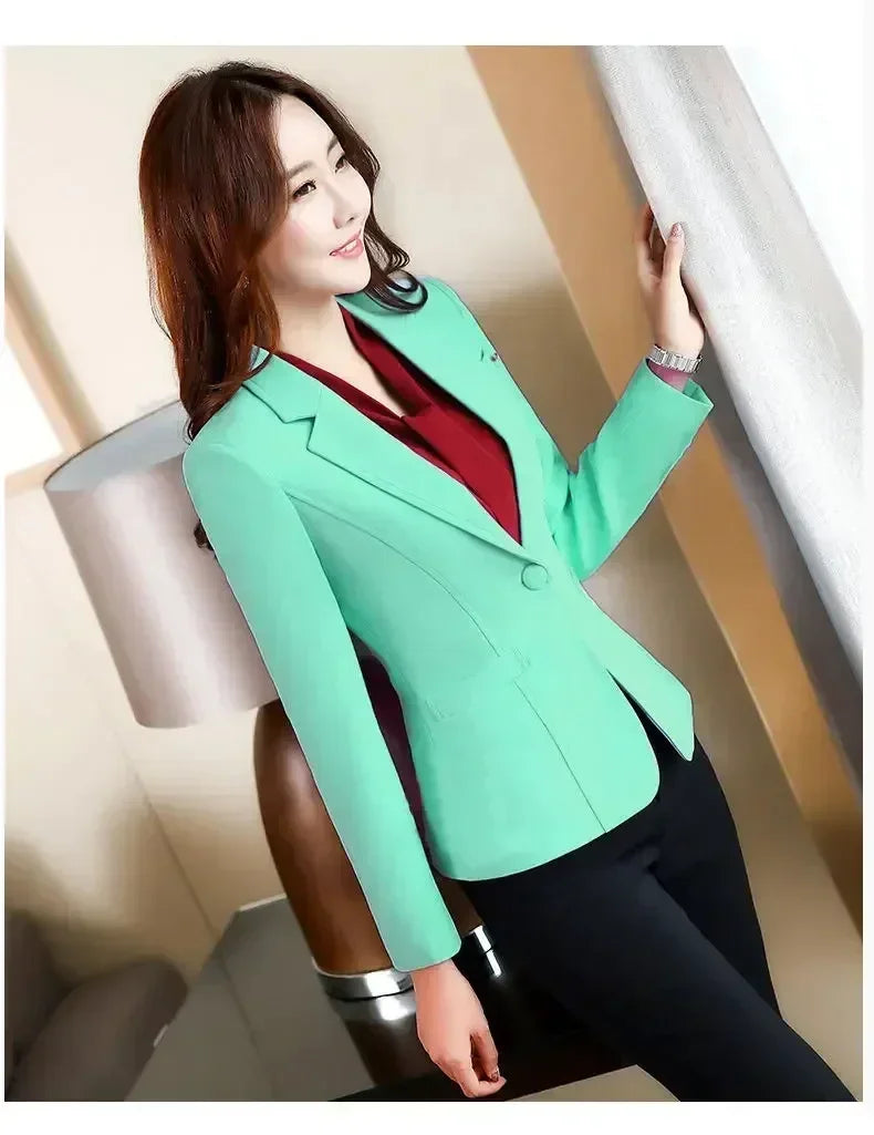 Chaqueta tipo blazer ajustada y entallada para mujer coreana, para primavera y otoño, estilo informal de oficina, traje de negocios para mujer, estilo moderno.