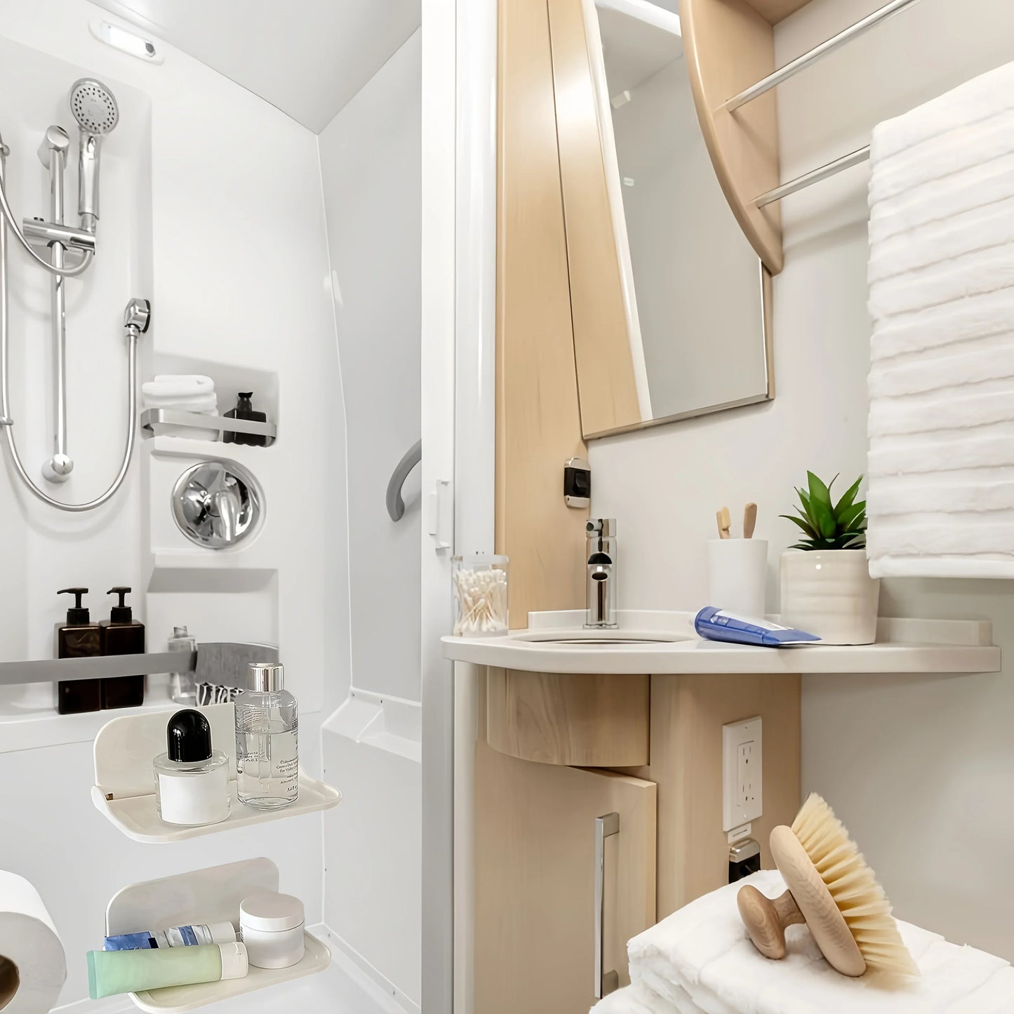 RV Space-Saving Foldable Rack! Easy-to-Install Wall Mount, Sturdy Floating Design, Ideal RV Accessory.