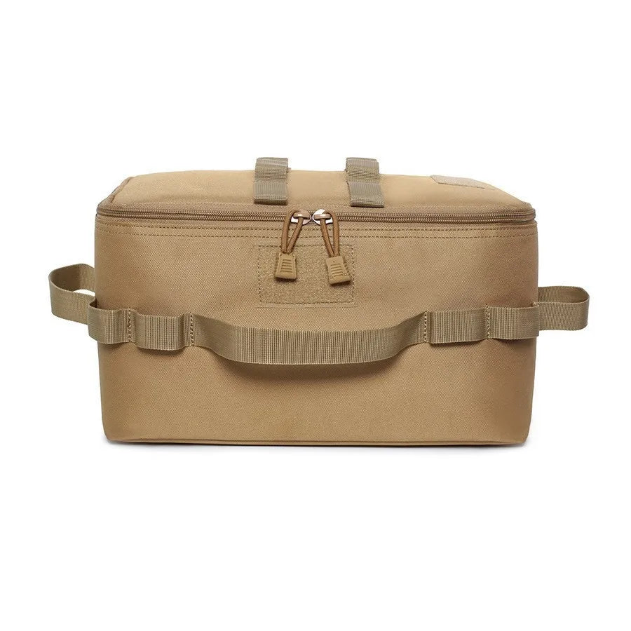 Large Capacity Outdoor Camping Storage Bag - Ground Nail Tool Bag with Picnic Cookware Utensils Kit Gas Canister Organizer
