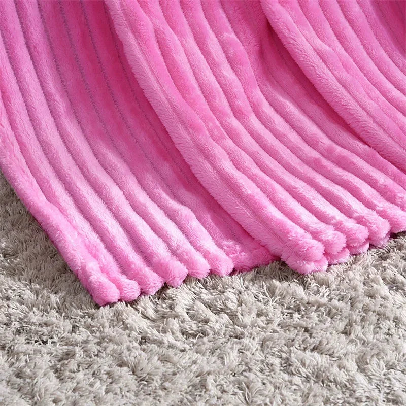 Soft Adult Cover Coral Fleece Blanket On The Sofa Thickened Winter Bed Blanket Warm Stitch Fluffy Bedspread Plaid Sofa Bedroom