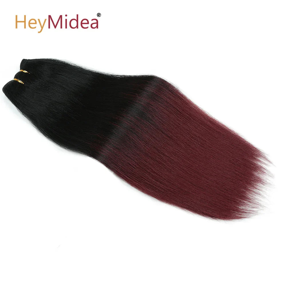 Extensiones de Pelo Liso de 18 Pulgadas, Extensiones de Pelo Sintético Yaki Liso de Salón, Tejido de Pelo Sintético de Lleno a Puntas