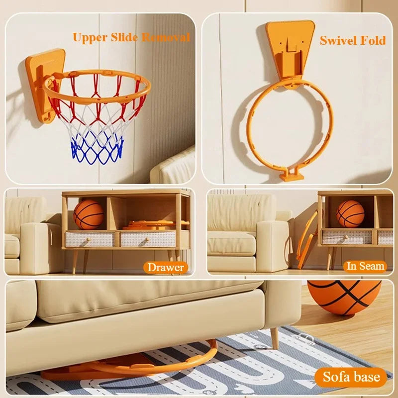 Indoor Basketball Hoops Children's Basketball Hoops Household Mute Ball Wall Mounted Foldable Basketball Hoop Training Equipment