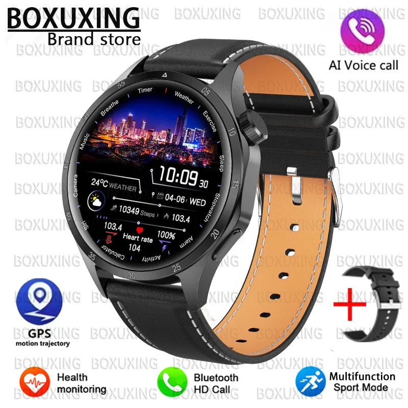 2026 New BOXUXING GPS NFC Smart Watch Men 360*360 AMOLED Screen Heart rate Bluetooth Call IP67 Waterproof Man Smartwatch Women