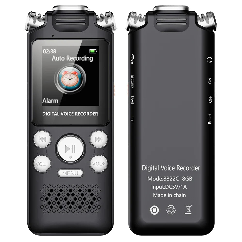 Professional Voice Activated Digital Audio Voice Recorder 8GB 16GB 32G Noise Cancelling Recording PCM Support OTG WAV MP3 Player
