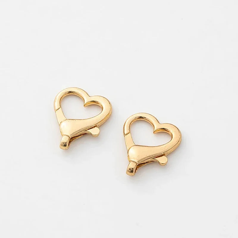10pcs Heart Shaped Spring Clasps Metal Lobster Clasps Bag Clips Hook Dog Chain Buckles DIY Keychain Jewelry Making Accessories