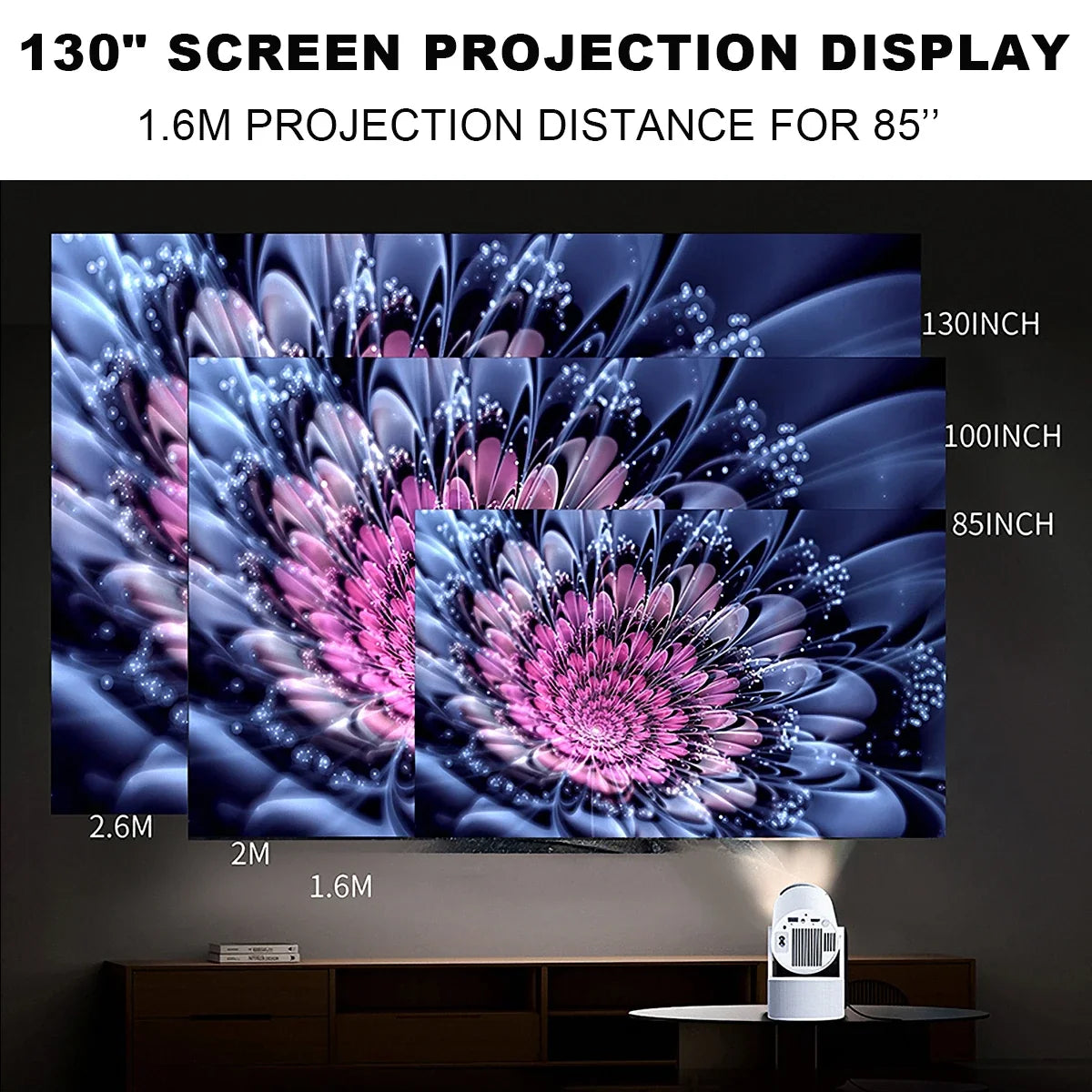Portable Karaoke Projector with 2 Wireless Microphones Home Theater Movie Projector 180" Large Screen 180° Adjustable Angle Dual Band WiFi6 Bluetooth 5.0 Screen Mirroring Mini Outdoor Projector for Family Party