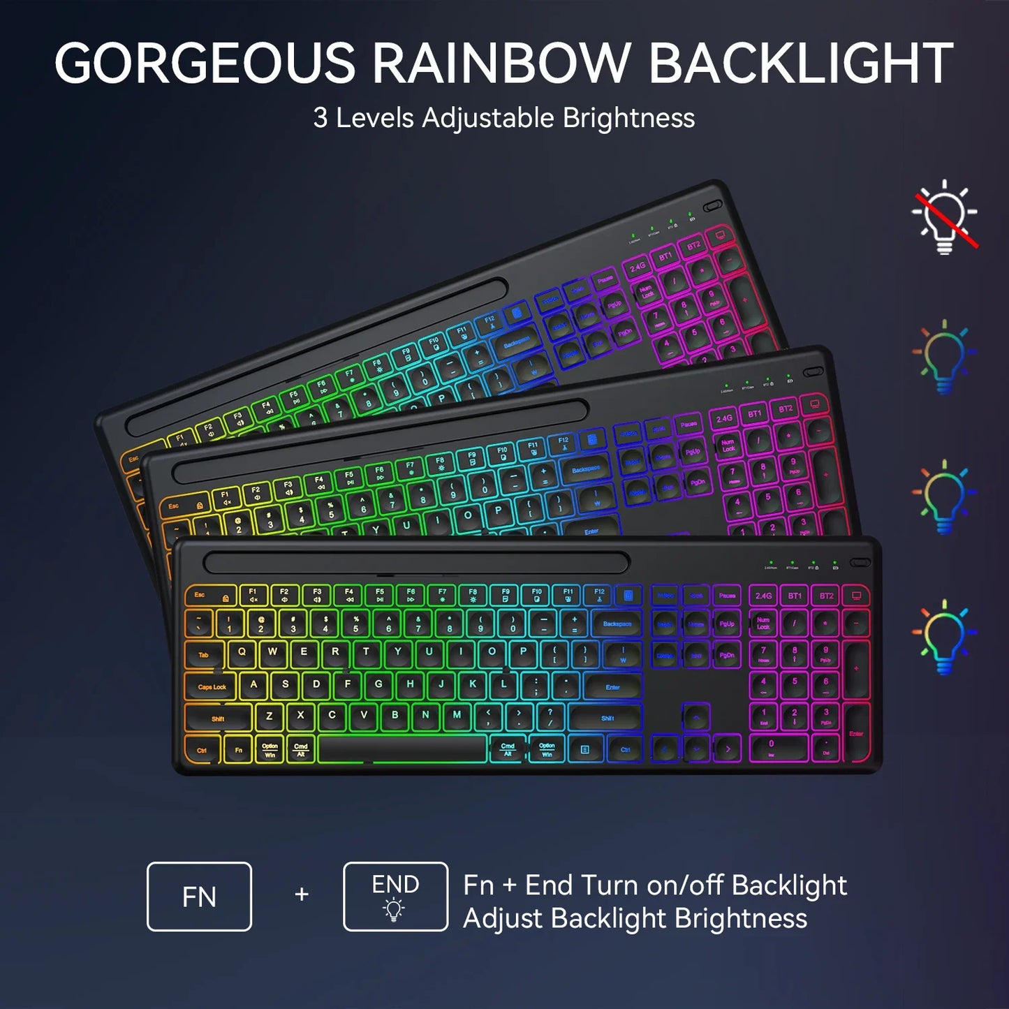 Ergonomic Backlit Keyboard Mouse Combo with Phone Holder 2.4G Wireless Rechargeable Keyboard Mouse Set for Win XP/7/8/10/11