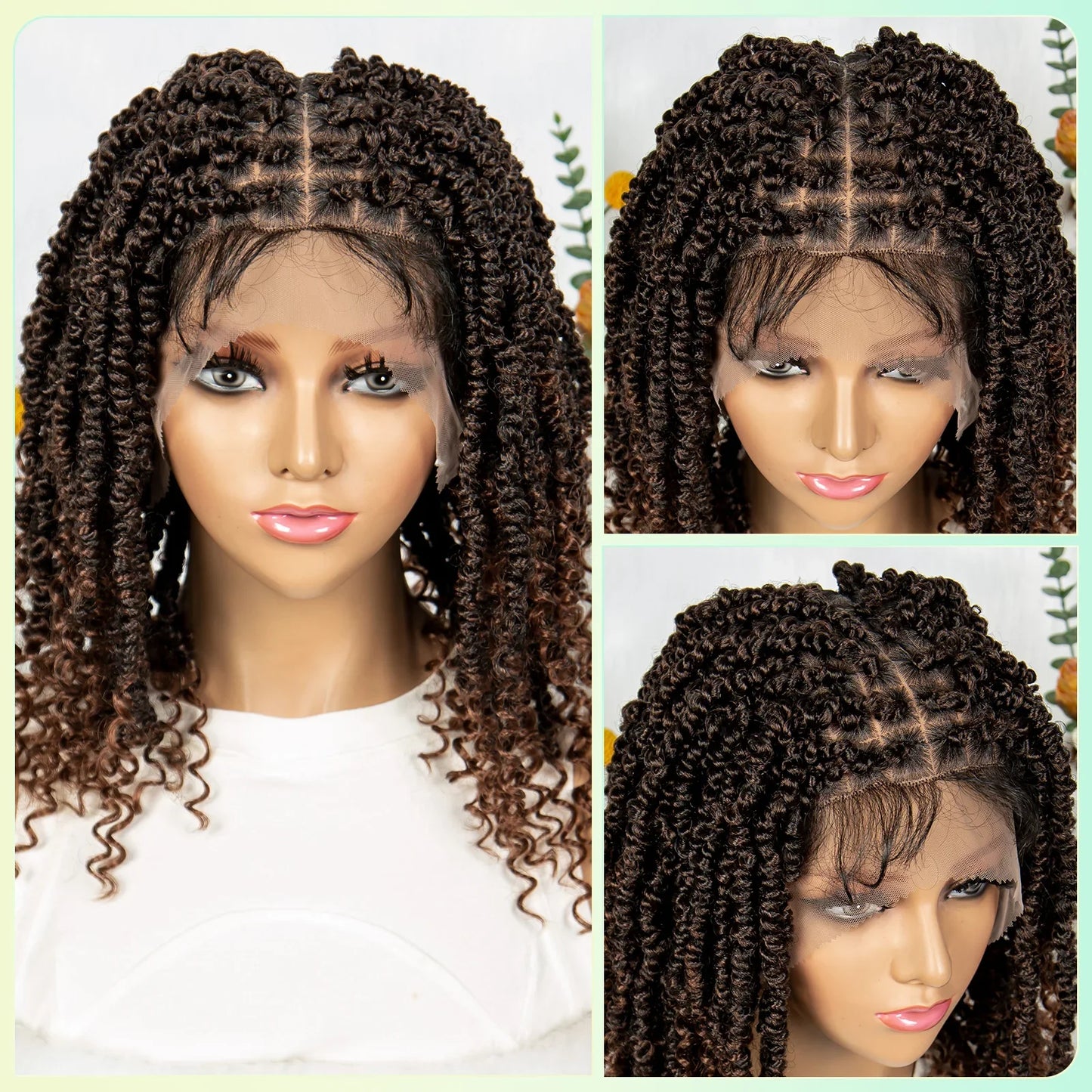 14Inch Full Lace Braided Wigs Synthetic Lace Frontal Twisted Braids Wigs with Baby Hair Knotless Box Braids Wig for Black Women