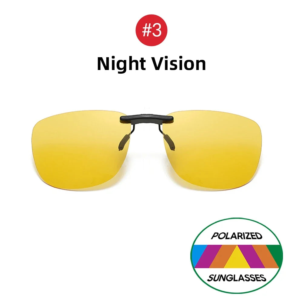 VIVIBEE Driving Clip On Sunglasses Unisex Eyeglasses Men Polarized Women Night Vision Fishing UV400 Outdoor Sun Glasses