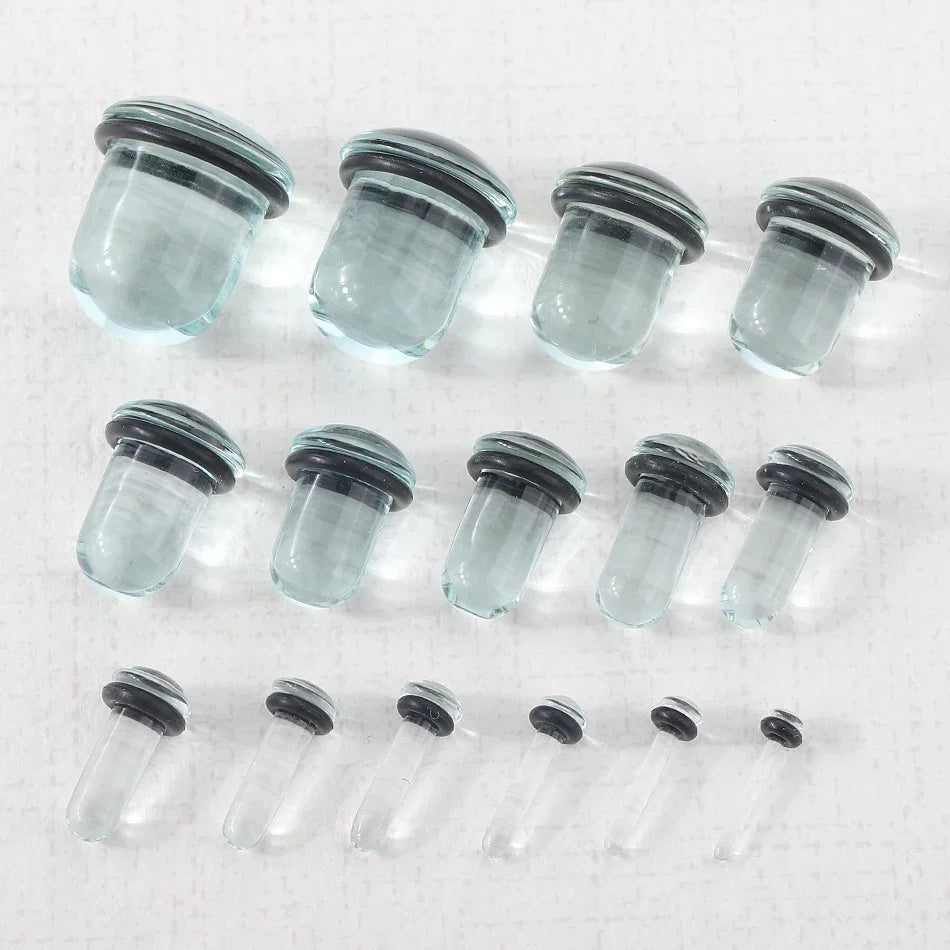 2pcs Glass Ear Gauges Stretching Kit Short Taper Expander 1.6-16mm