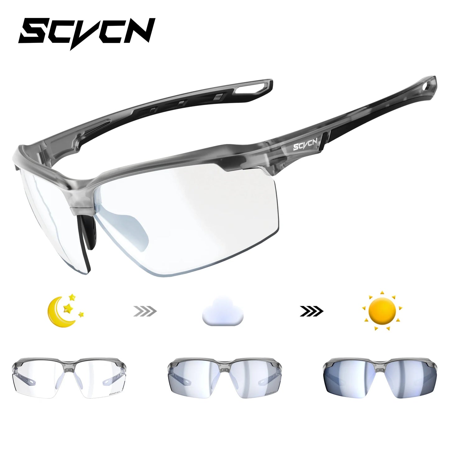 SCVCN Photochromic Cycling Sunglasses Marathon Running Glasses Men Outdoor Sports Women Driving Bicycle Bike Eyewear New