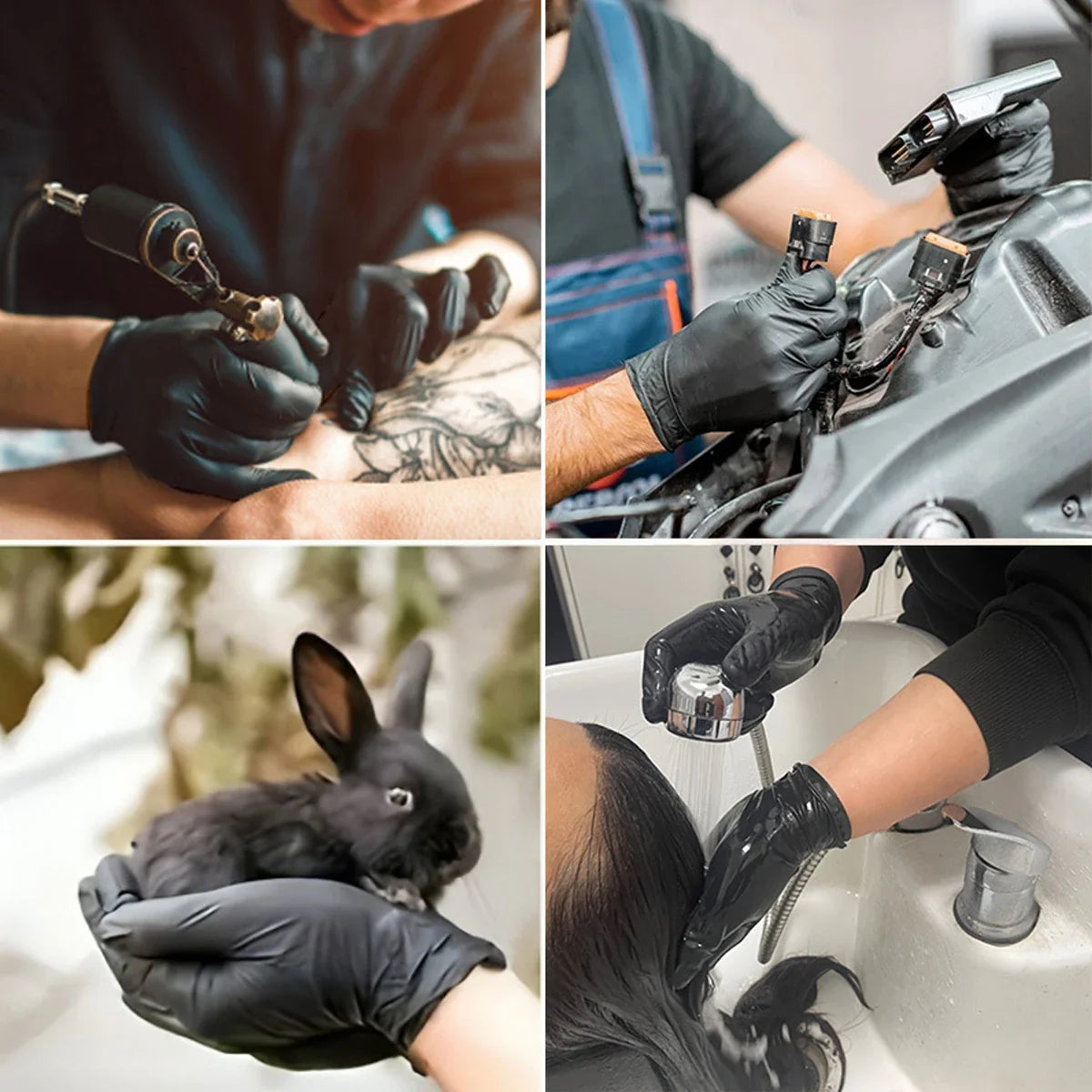 100/50/20/10pcs Black Nitrile Gloves Thickened Disposable Cleaning Hairdressing Gloves Waterproof Household Industrial Gloves