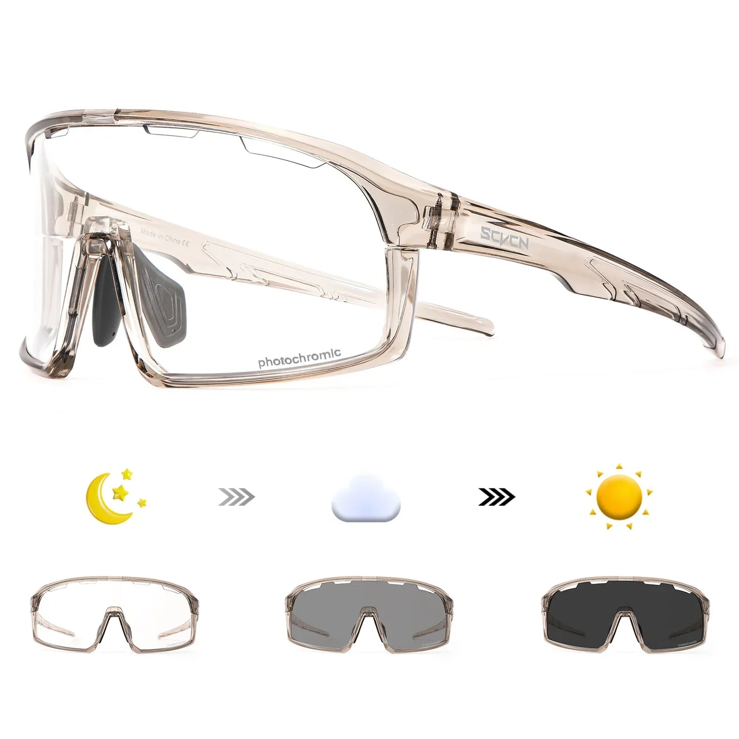 SCVCN Men Outdoor Sports Glasses Photochromic Sunglasses Bicycle Cycling Glasses Women Driving Bike Eyewear UV400 Hiking Goggles