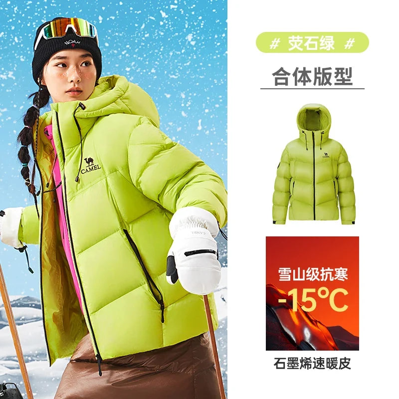 GOLDEN CAMEL Outdoor Down Jackets Unisex Women's Winter Coats High-loft Windproof Warm Duck Down Padding Puffer Jacket Camping