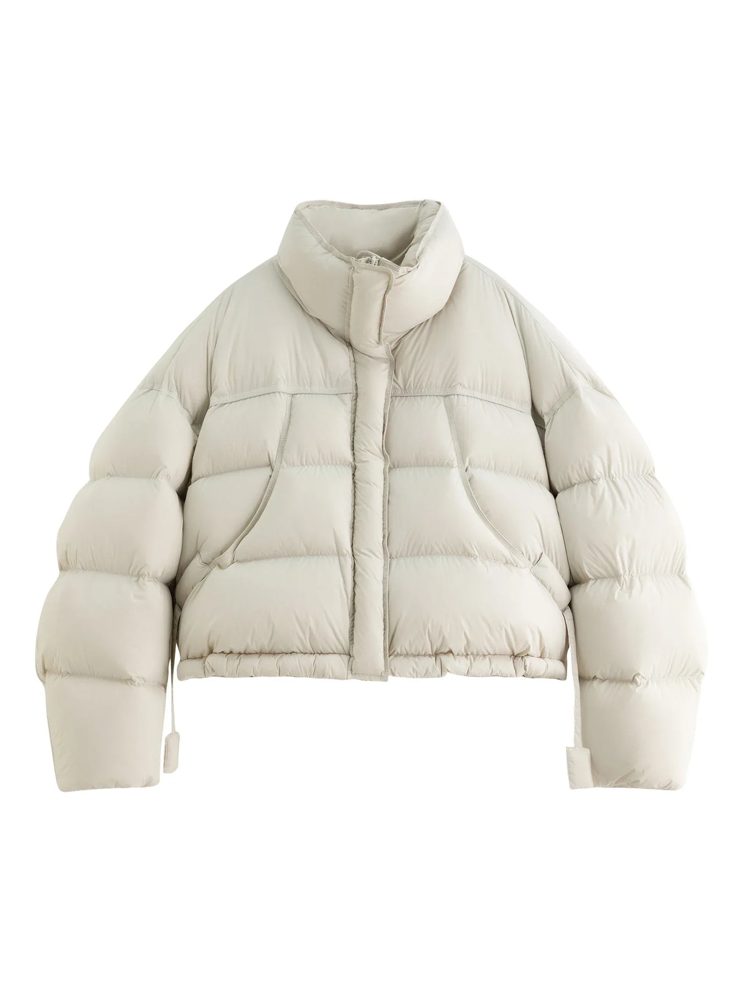 FSLE Winter 2025 Women Cloud-Like Puffer Coat - Stand Collar Short Down Jacket Lazy Chic Style Glossy Finish for Casual Comfort