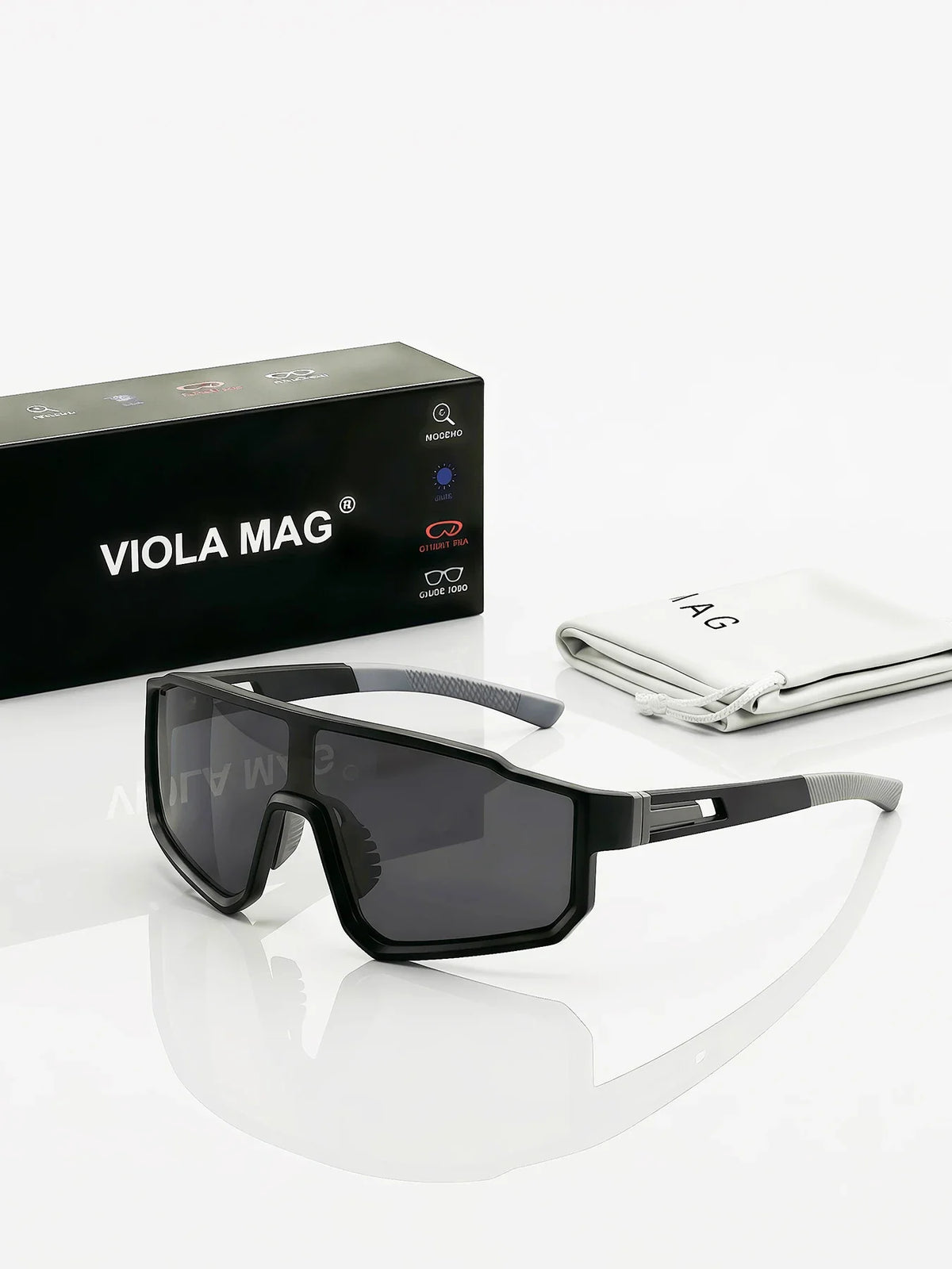 VIOLA MAG Fashion Cycling Glasses, Unisex, Oversized Frame, Non-slip Rubber Grip Frame Suitable for Running, Fishing, Hiking and