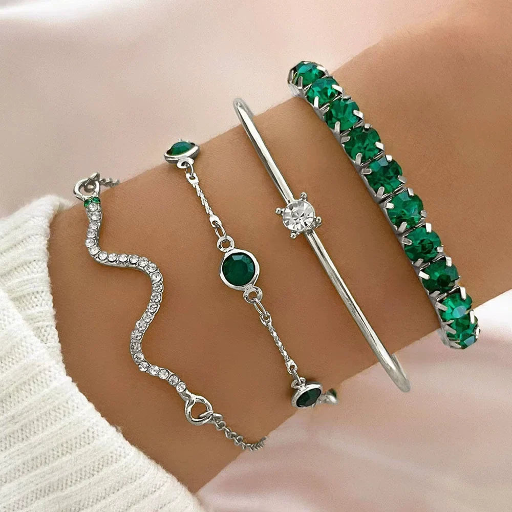 5pcs/set Rhinestone Butterfly Bracelet Set for Women Korean Fashion