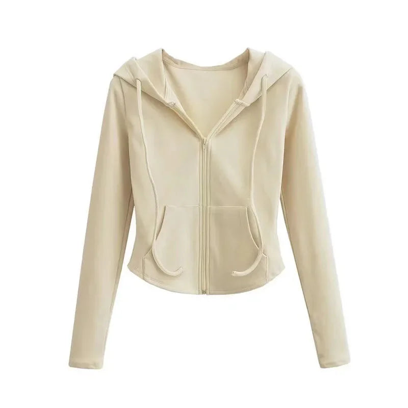 Sudadera con capucha corta Lucyever Y2K de corte ajustado y cremallera