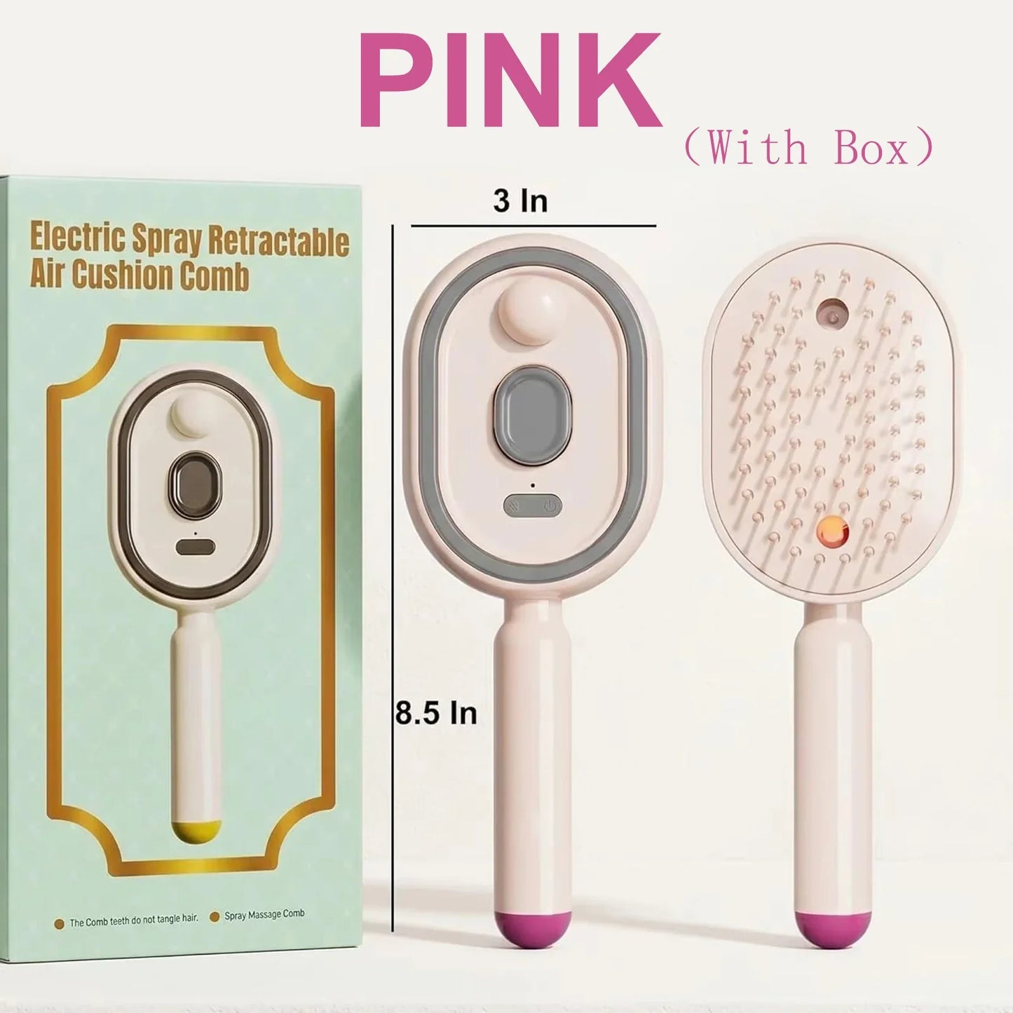 2026 Electric Steaming Hair Straightener Brush Electric Spray Air Cushion Massage Hair Brush Rechargeable Detangling Steam Brush