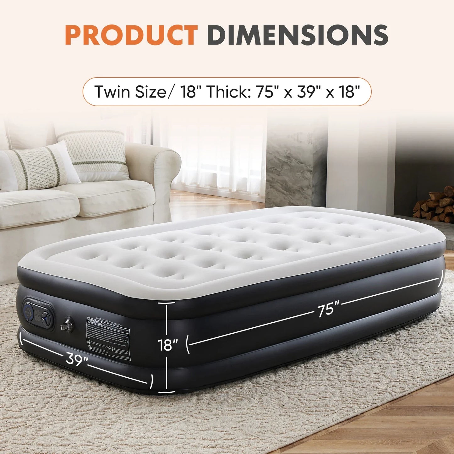 NONECN Air Mattress With Built-In Pump For Home Camping
