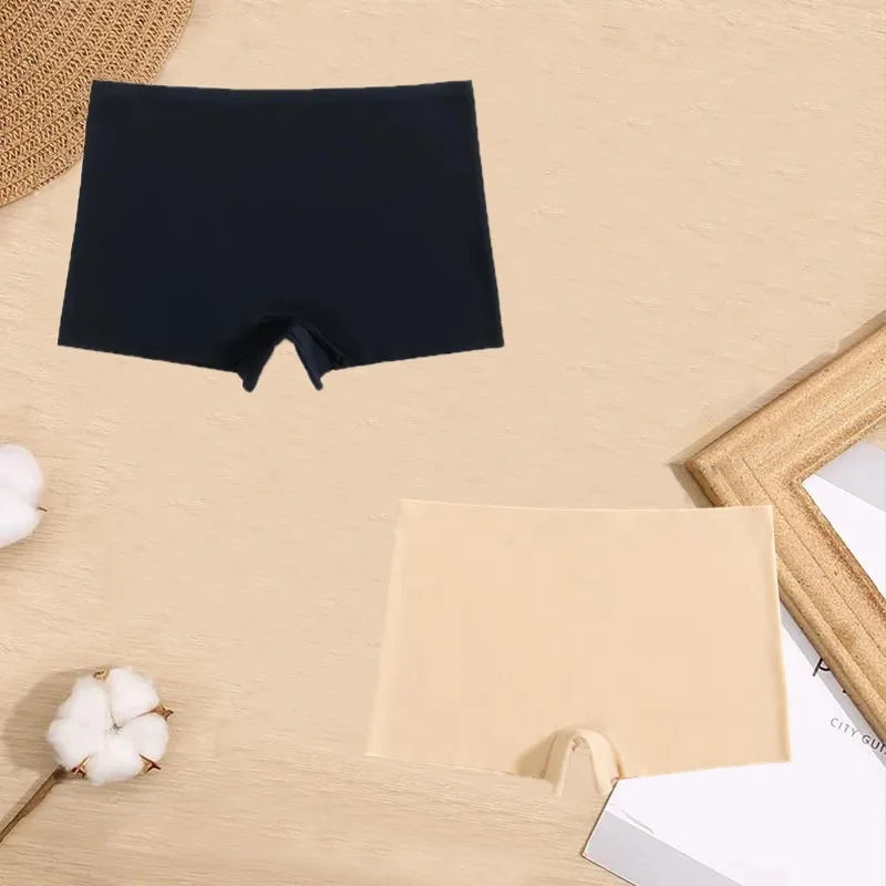 2 Pieces Boxers for Women Silk Seamless Female Underwear Mid-Rise Elasticity Women's Safety Panties Soft Boyshorts Lady Lingerie