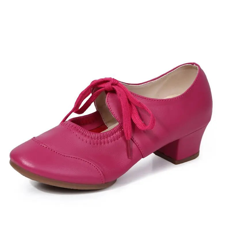 Solid Color Comfortable Breathable Dance Shoes Low Heels Soft Soles Fashionable Adjustable Women's Dance Shoes 2025 New