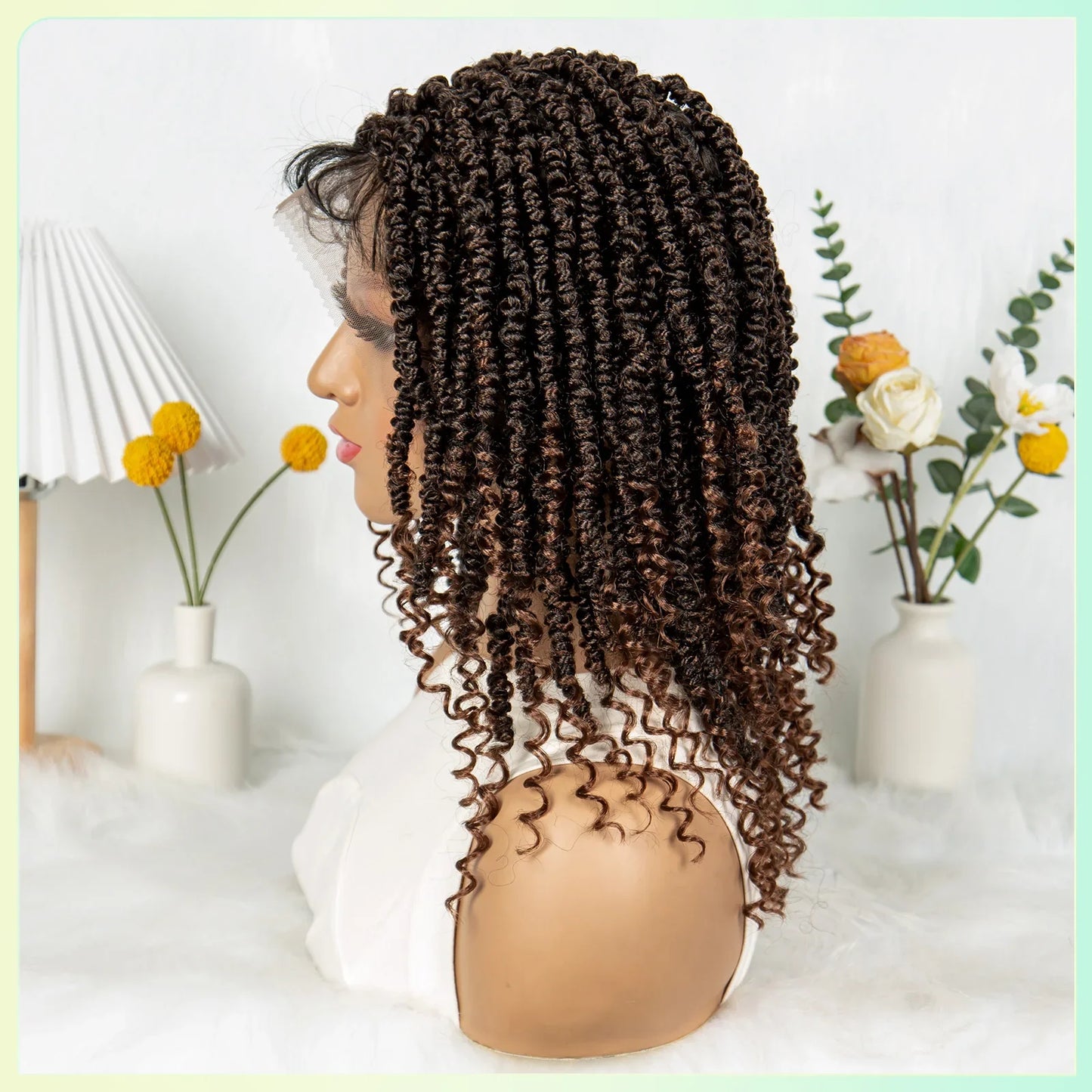14Inch Full Lace Braided Wigs Synthetic Lace Frontal Twisted Braids Wigs with Baby Hair Knotless Box Braids Wig for Black Women
