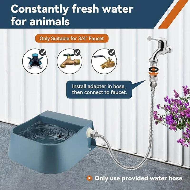 Dog Automatic Water Bowl Dispenser with 1.5m Water Hose 2L Outdoor Auto Fill Pet Water Dispenser for Animal Cat Chickens Rabbits