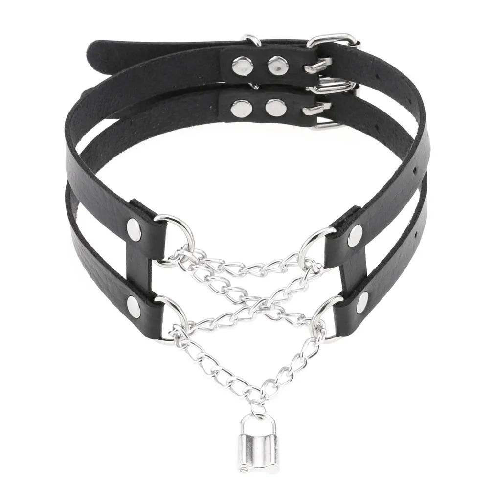 DIEZI Vintage Sweet Cool Hip Hop Rivet Choker Necklace Harajuku Gothic Club Black PU Leather Collar Torques Necklace Jewelry