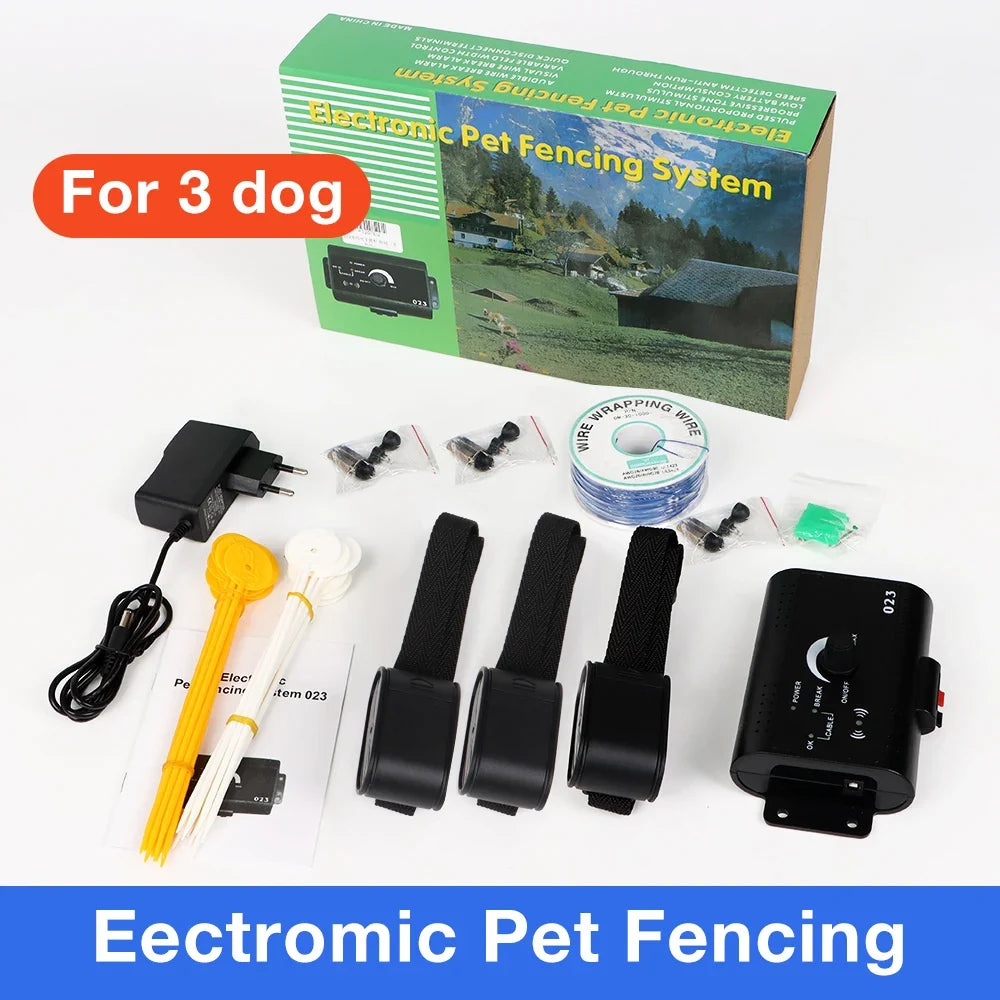 HT-023 Dog Electric Fence Shock Training Collar Electronic Pet Fencing System Adjustable Control Range Wired Containment System