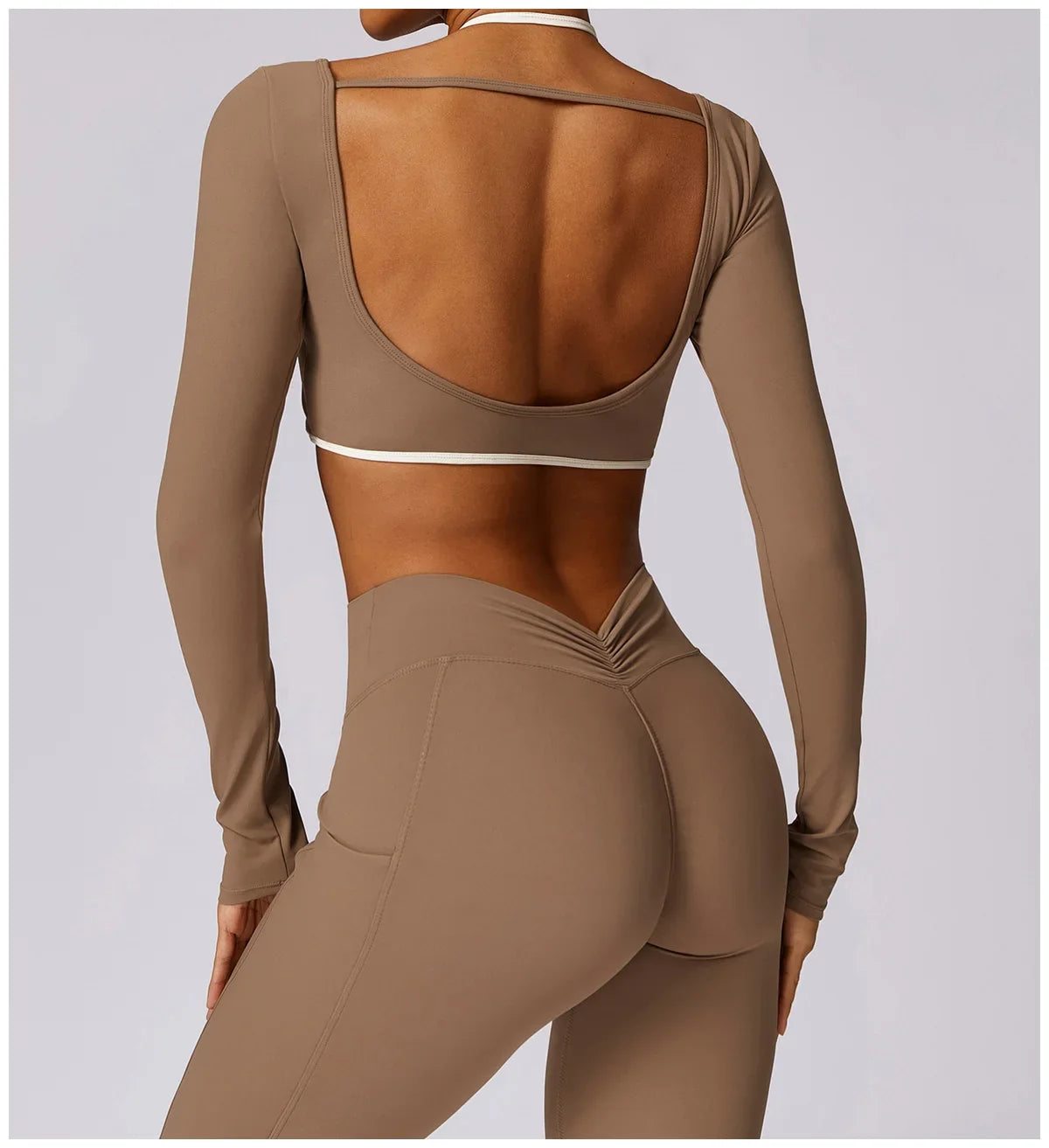 2-Piece Activewear Set – Long Sleeve Crop Top & Leggings