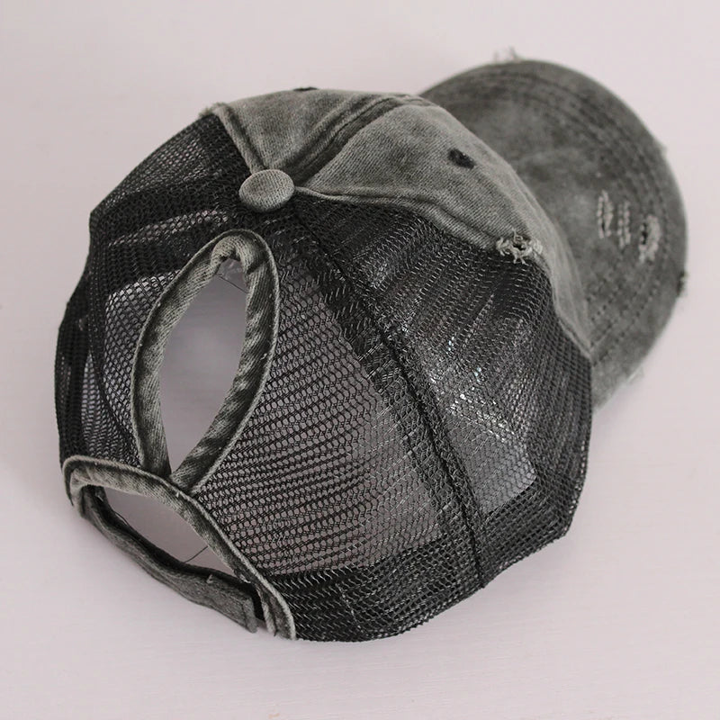 Distressed Ponytail Baseball Cap