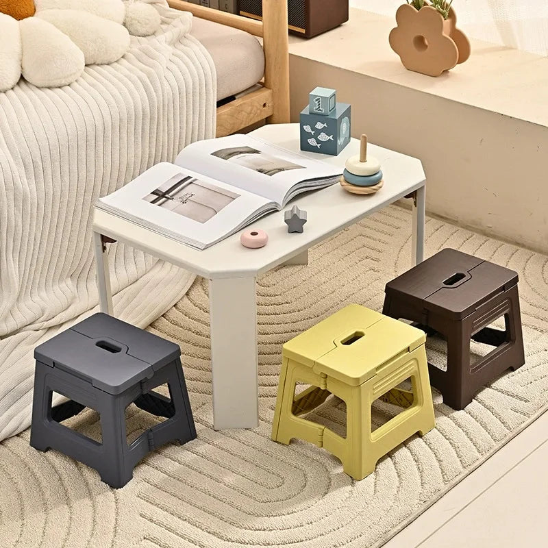 Portable Thickened Folding Stool Lightweight Space Saving Foot Stool For Home Outdoor Camping Fishing Simple Design