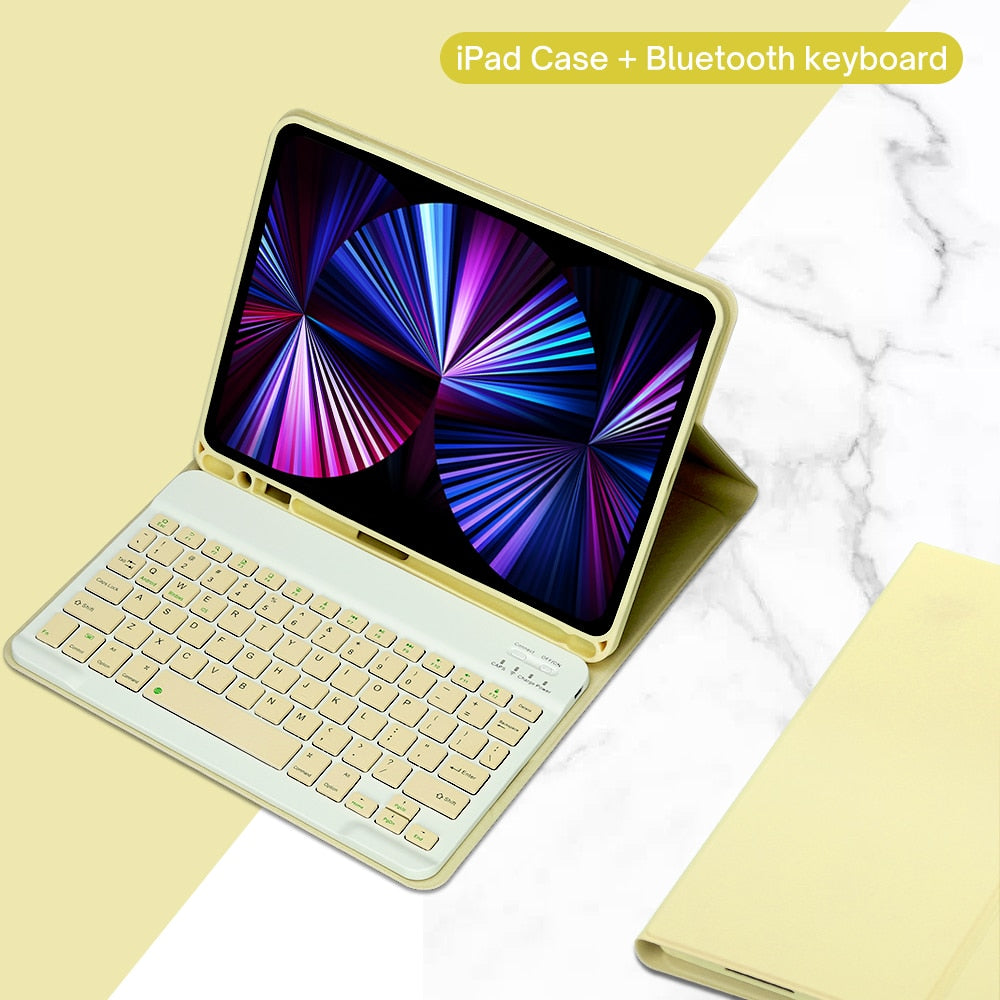 Funda de piel sintética para iPad con soporte y teclado