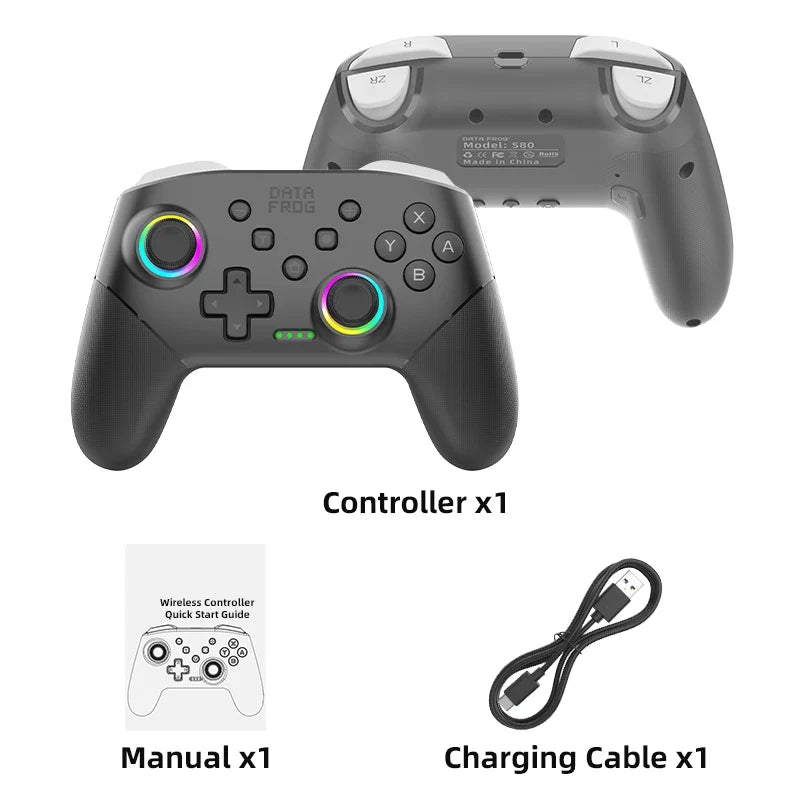 DATA FROG Wireless Controller For Switch OLED/Lite Console Pro Gamepad with 1000Mah Battery Programmable Turbo Function