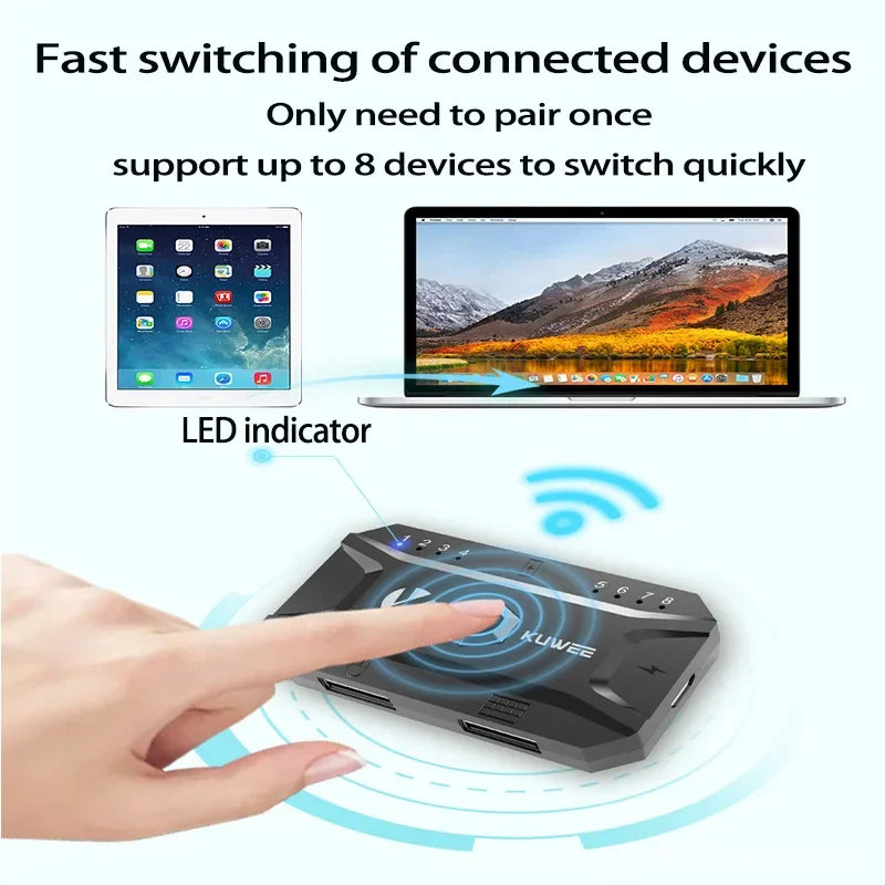 5.0 Bluetooth Converter USB Wired Keyboard & Mouse to Wireless USB Hub Adapter Supports 8 Devices For Tablet Laptop Cell Phone