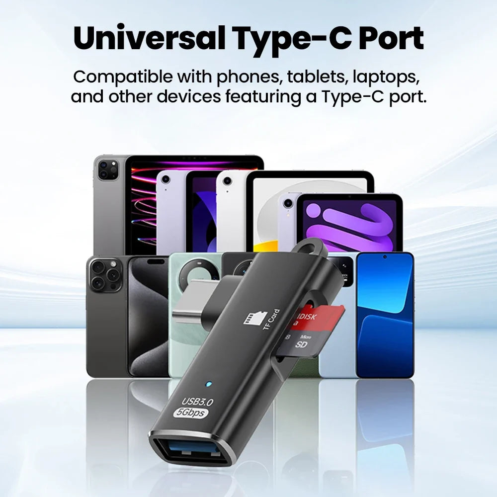 High-Speed 3 in 1 USB 3.0 Type C to TF Card Reader Adapter Memory Card OTG Reader for iPhone 15/16 Huawei PC Laptop